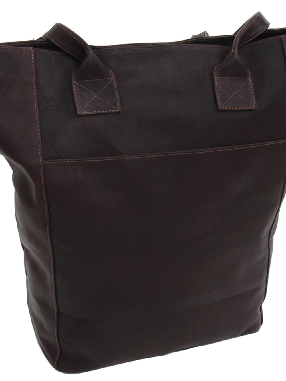 Piel Leather Messenger Tote in Dark Brown - Piel